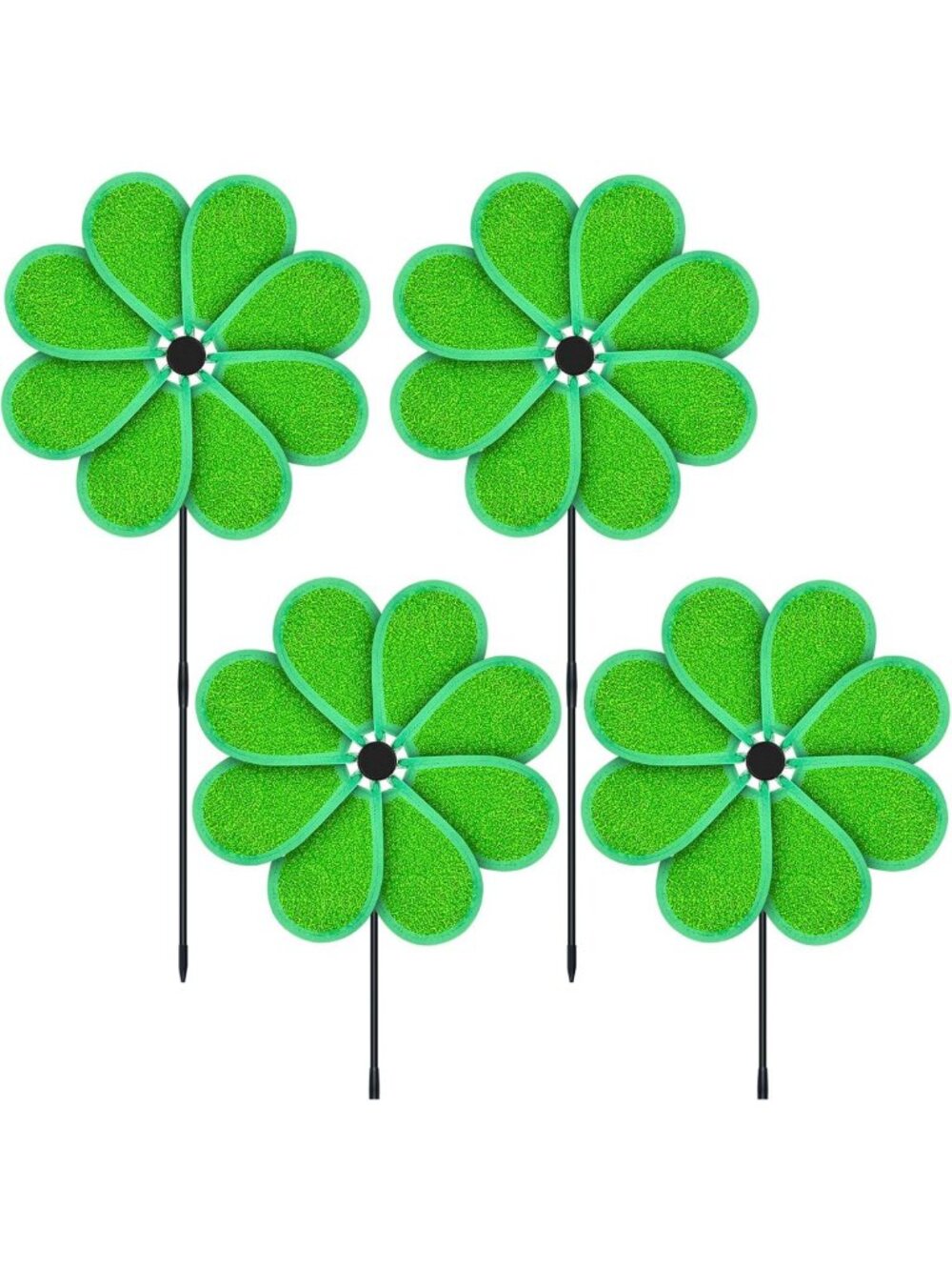 Colorful Reflective Pinwheels - 4PCS Sparkly Lawn Wind Spinners for Garden Decor